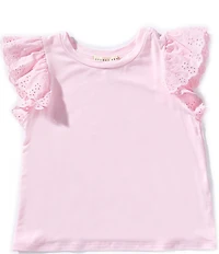 Copper Key Little Girls Eyelet Flutter Sleeve Top