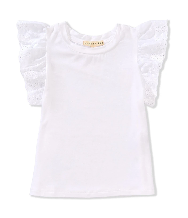Copper Key Little Girls Eyelet Flutter Sleeve Top