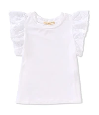 Copper Key Little Girls Eyelet Flutter Sleeve Top
