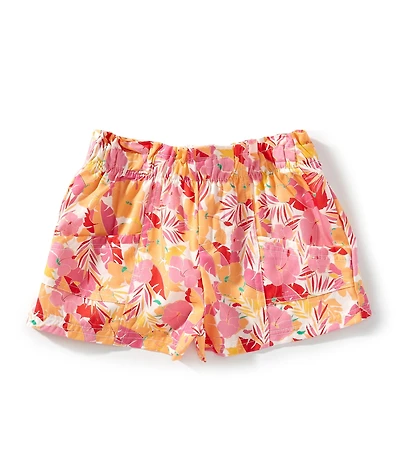 Copper Key Little Girls Floral Leaf Printed Paper Bag Shorts