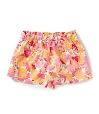 Copper Key Little Girls Floral Leaf Printed Paper Bag Shorts