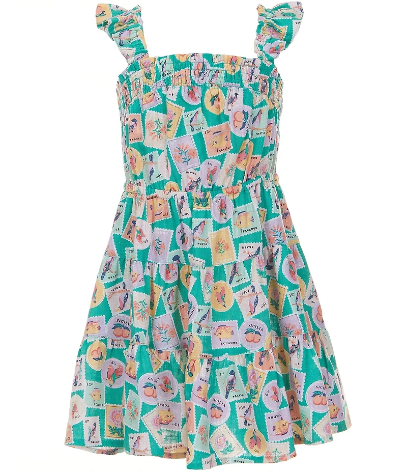 Copper Key Little Girls Stamp Printed Dress