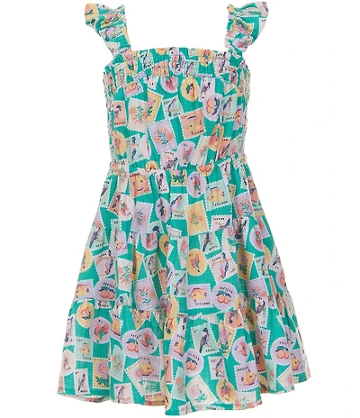 Copper Key Little Girls Stamp Printed Dress