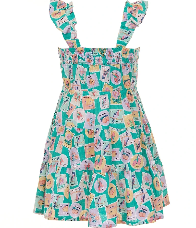 Copper Key Little Girls Stamp Printed Dress