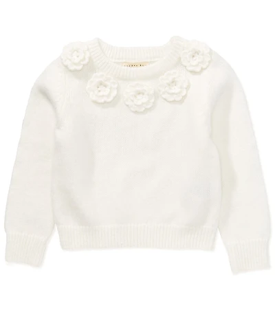 Copper Key Little Girls Beaded Flower Collar Sweater