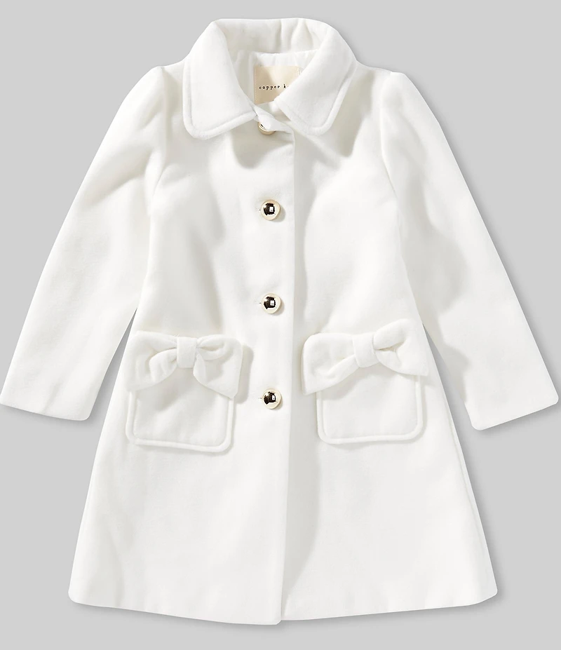 Copper Key Little Girls Bow Pocket Coat