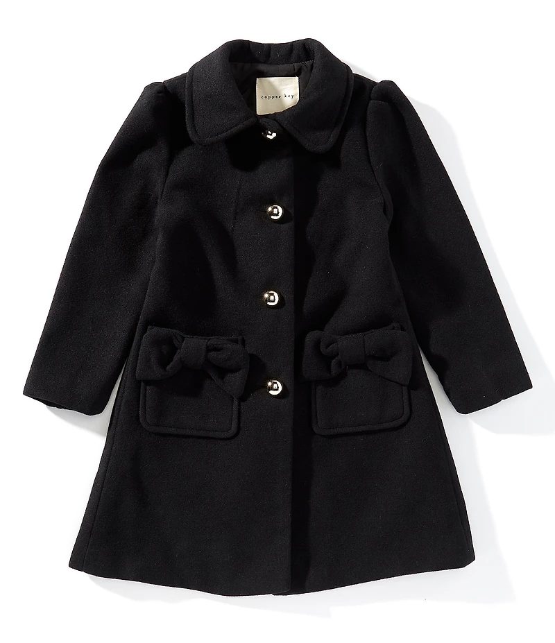 Copper Key Little Girls Bow Pocket Coat