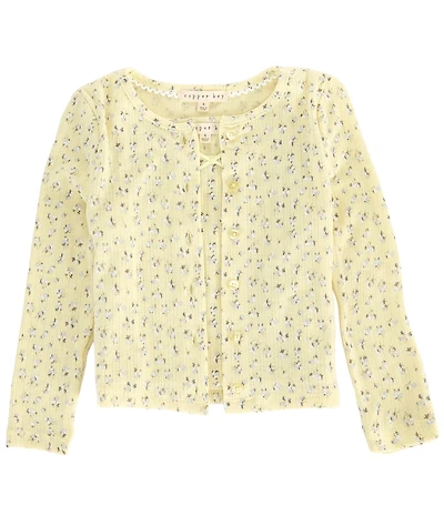 Copper Key Little Girls Ditsy Floral Print Pointelle Tank Top & Cardigan 2-Piece Set