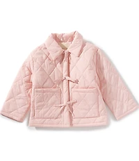 Copper Key Little Girls Bow Front Quilted Coat
