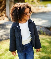 Copper Key Little Girls Bow Front Quilted Coat