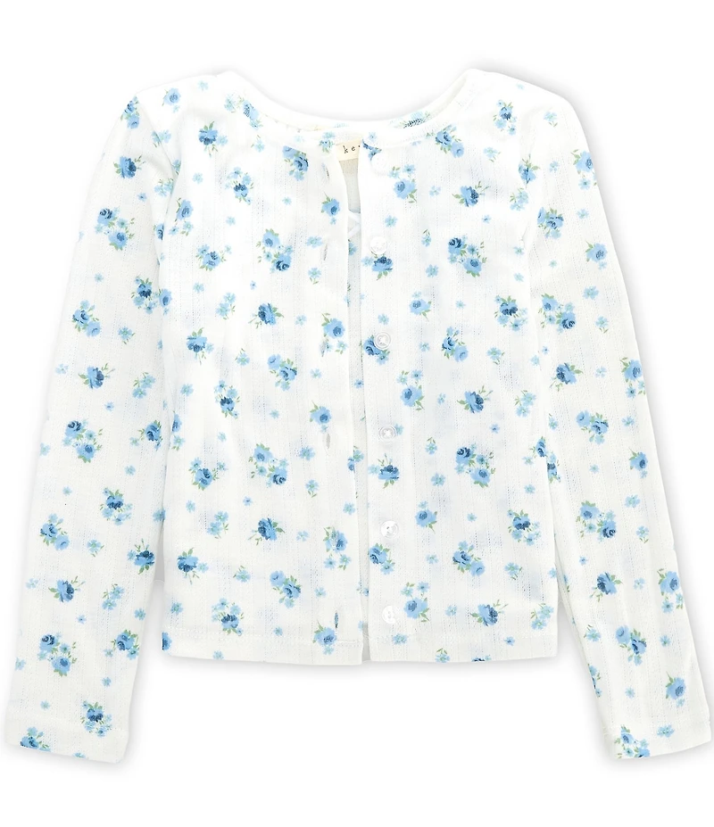 Copper Key Little Girls Floral Print Pointelle Tank Top & Cardigan 2-Piece Set