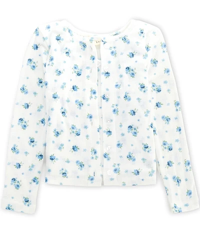 Copper Key Little Girls Floral Print Pointelle Tank Top & Cardigan 2-Piece Set