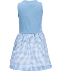 Copper Key Little Girls Sleeveless Rib Knit to Seersucker Gingham Dress