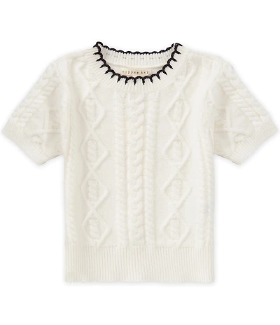 Copper Key Little Girls Whipstitch Puff Sleeve Sweater