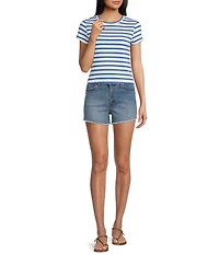 Copper Key Long Cut Off Denim Shorts
