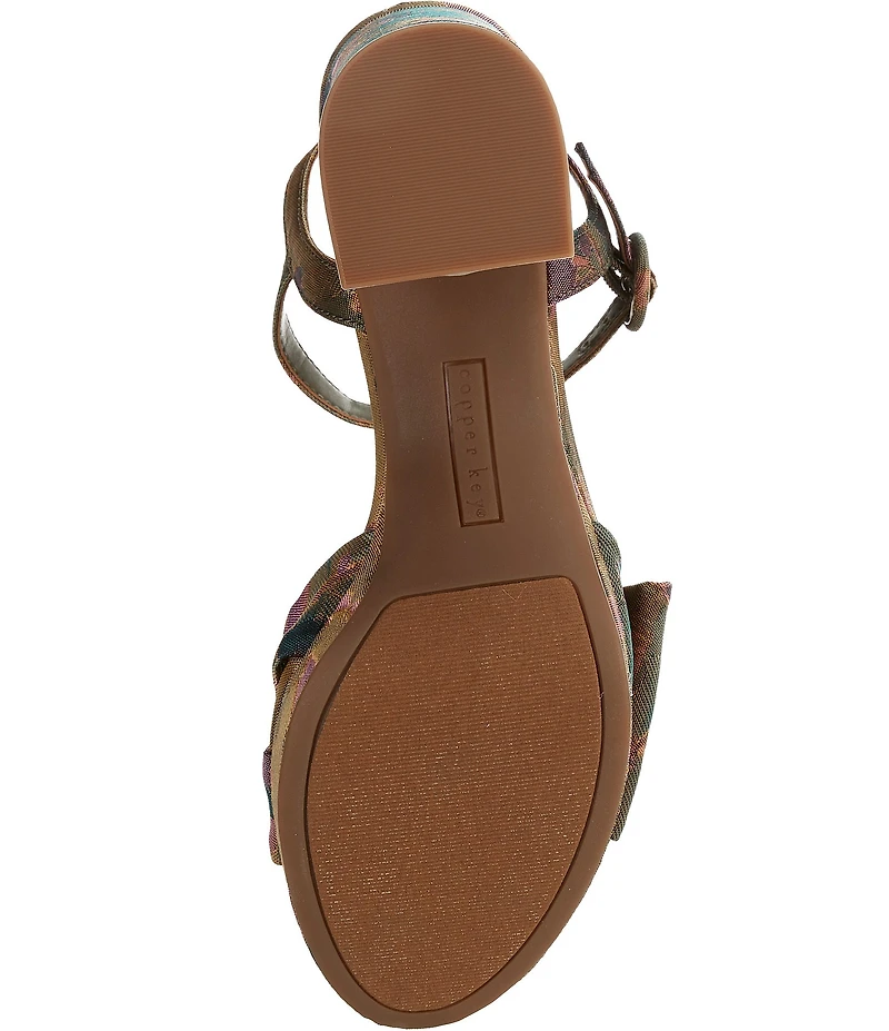 Copper Key Lux Floral Jacquard Bow Platform Dress Sandals