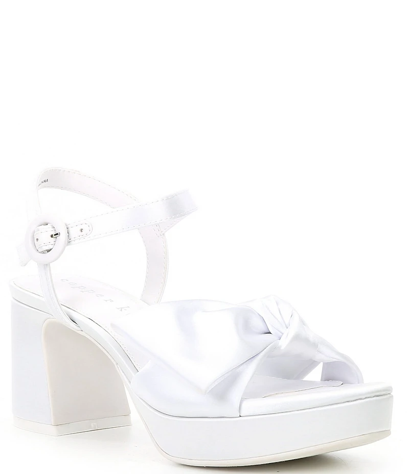 Copper Key Lux Satin Bow Family Matching Platform Dress Sandals