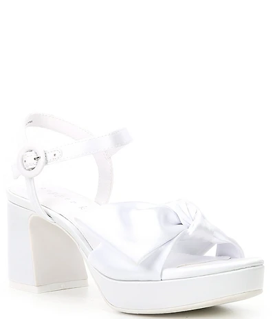 Copper Key Lux Satin Bow Family Matching Platform Dress Sandals