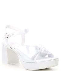 Copper Key Lux Satin Bow Family Matching Platform Dress Sandals