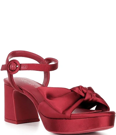 Copper Key Lux Satin Bow Family Matching Platform Dress Sandals