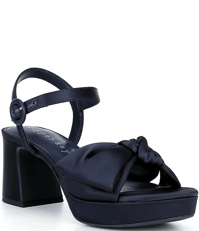 Copper Key Lux Satin Bow Family Matching Platform Dress Sandals