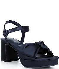 Copper Key Lux Satin Bow Family Matching Platform Dress Sandals
