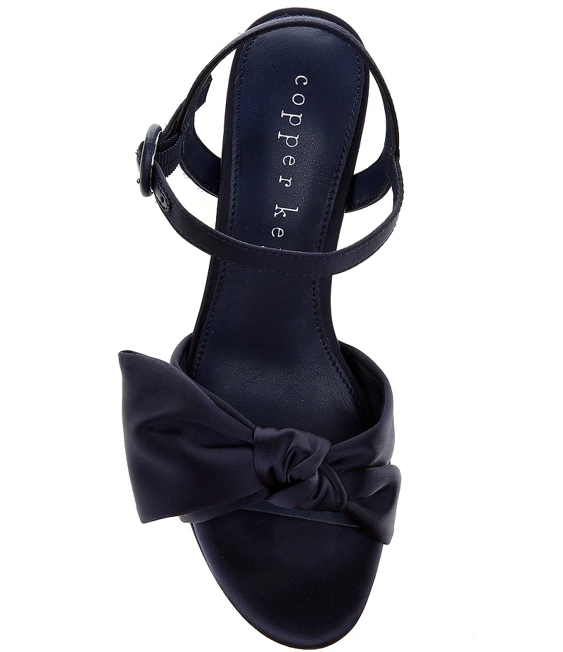 Copper Key Lux Satin Bow Family Matching Platform Dress Sandals