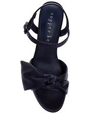 Copper Key Lux Satin Bow Family Matching Platform Dress Sandals