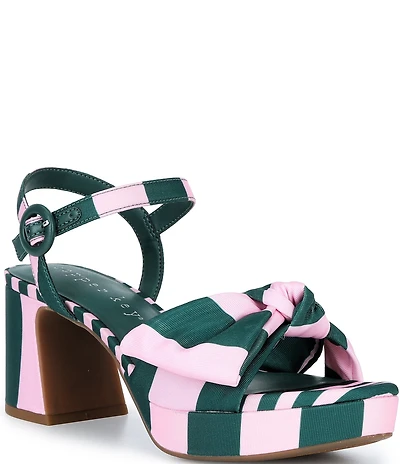 Copper Key Lux Striped Bow Platform Dress Sandals
