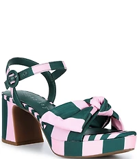 Copper Key Lux Striped Bow Platform Dress Sandals