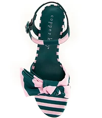 Copper Key Lux Striped Bow Platform Dress Sandals