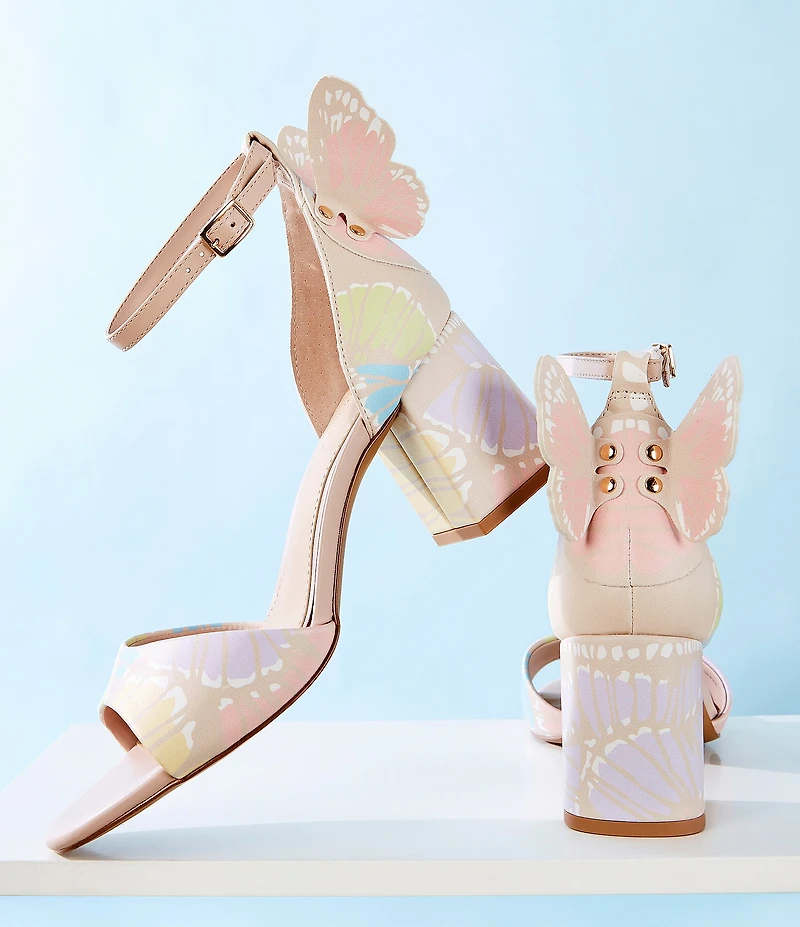 Copper Key Majesty Leather Butterfly Print Wing Ornament Dress Sandals