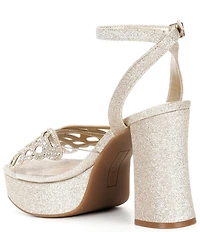 Copper Key Marigold Rhinestone Butterfly Ornament Platform Dress Sandals