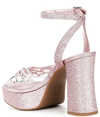 Copper Key Marigold Rhinestone Butterfly Ornament Platform Dress Sandals