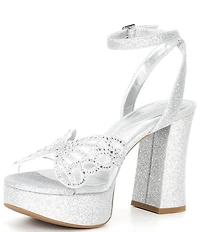 Copper Key Marigold Rhinestone Butterfly Ornament Platform Dress Sandals