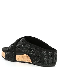 Copper Key Melrose Rhinestone Cross Band Platform Wedge Slide Sandals