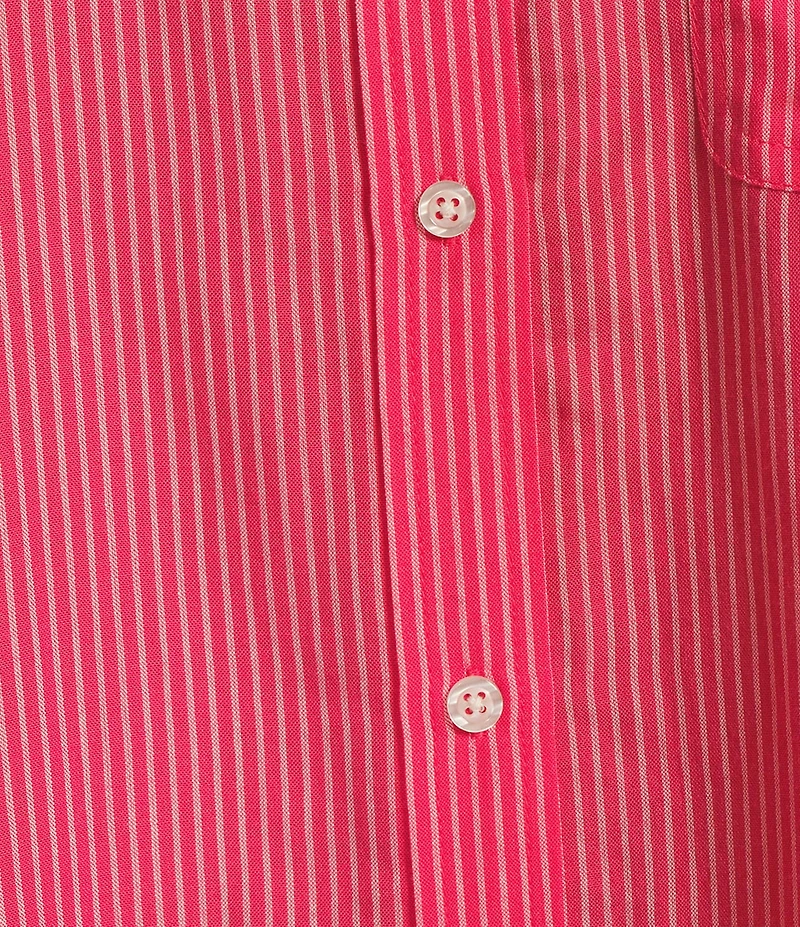 Copper Key Mini Stripe Print Oversized Fit Button-Front Woven Shirt