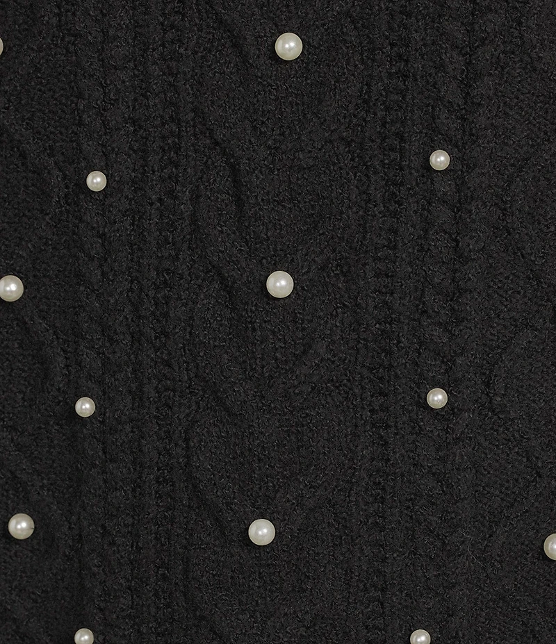 Copper Key Mock Neck Pearl Embellished Sweater