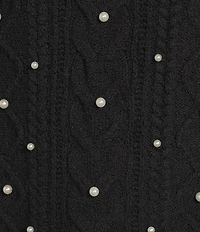 Copper Key Mock Neck Pearl Embellished Sweater