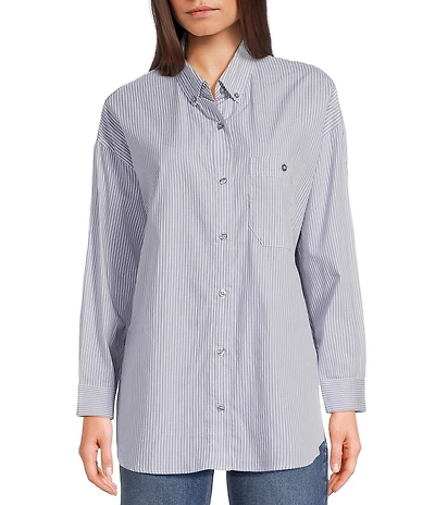 Copper Key Oversized Stripe Button-Front Shirt