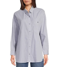 Copper Key Oversized Stripe Button-Front Shirt