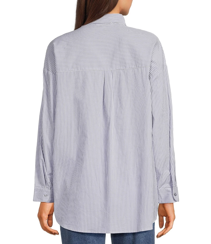 Copper Key Oversized Stripe Button-Front Shirt