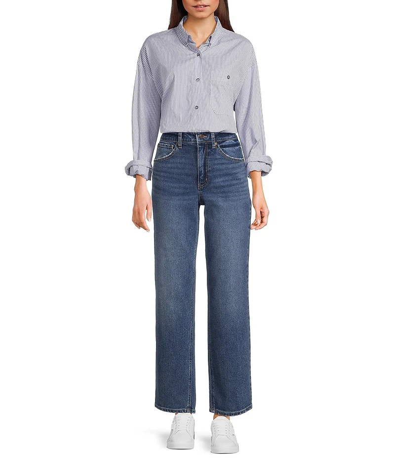 Copper Key Oversized Stripe Button-Front Shirt