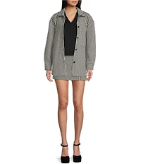 Copper Key Oversized Collared Plaid Jacket