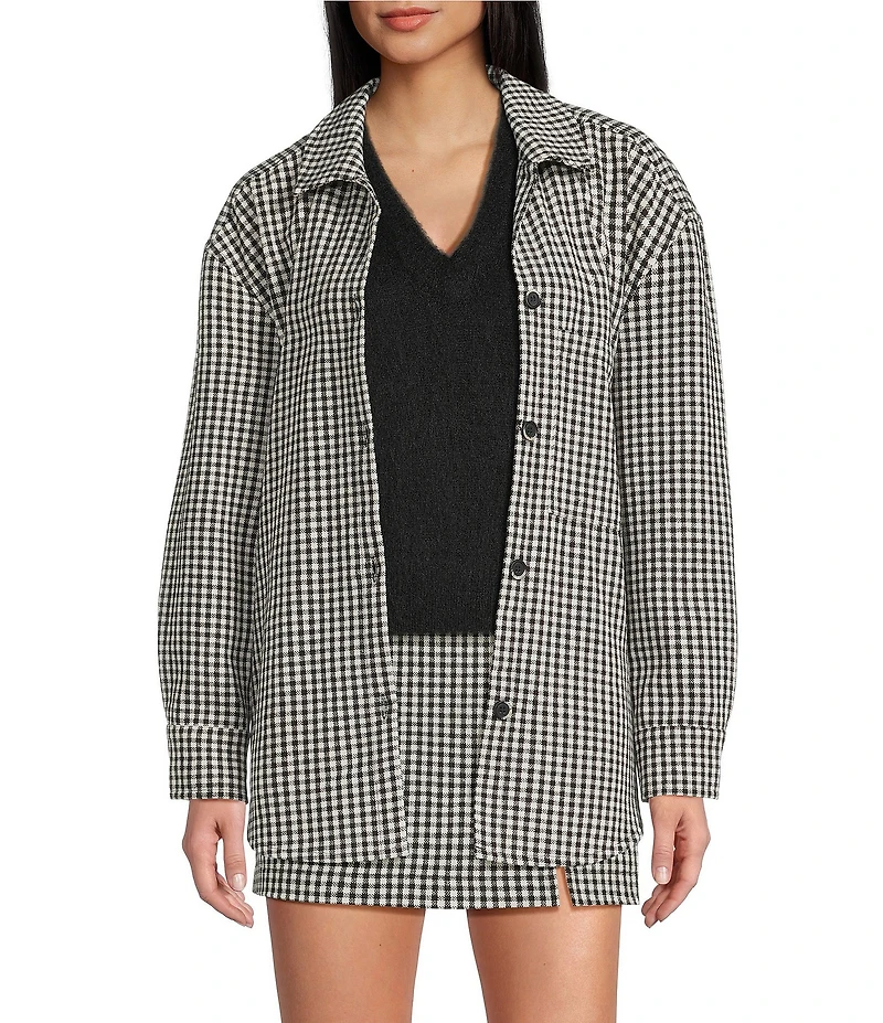 Copper Key Oversized Collared Plaid Jacket
