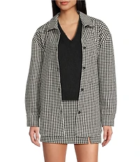 Copper Key Oversized Collared Plaid Jacket