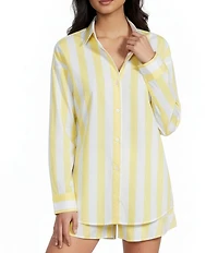 Copper Key Oversized Stripe Button Front Coordinating Blouse