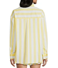 Copper Key Oversized Stripe Button Front Coordinating Blouse