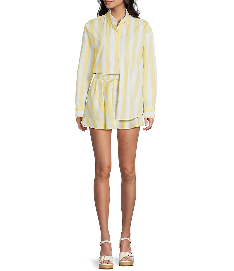 Copper Key Oversized Stripe Button Front Coordinating Blouse