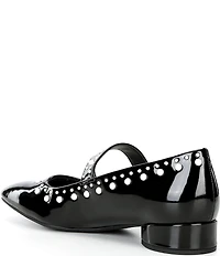 Copper Key Studded Pearl Patent Mary Jane Pumps